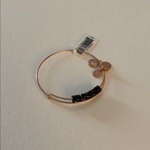 Alex and Ani Rose Gold Bangle Black Metallic Bead